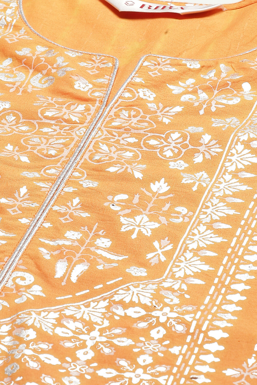 Orange Cotton Straight Kurta Palazzo Suit Set image number 1