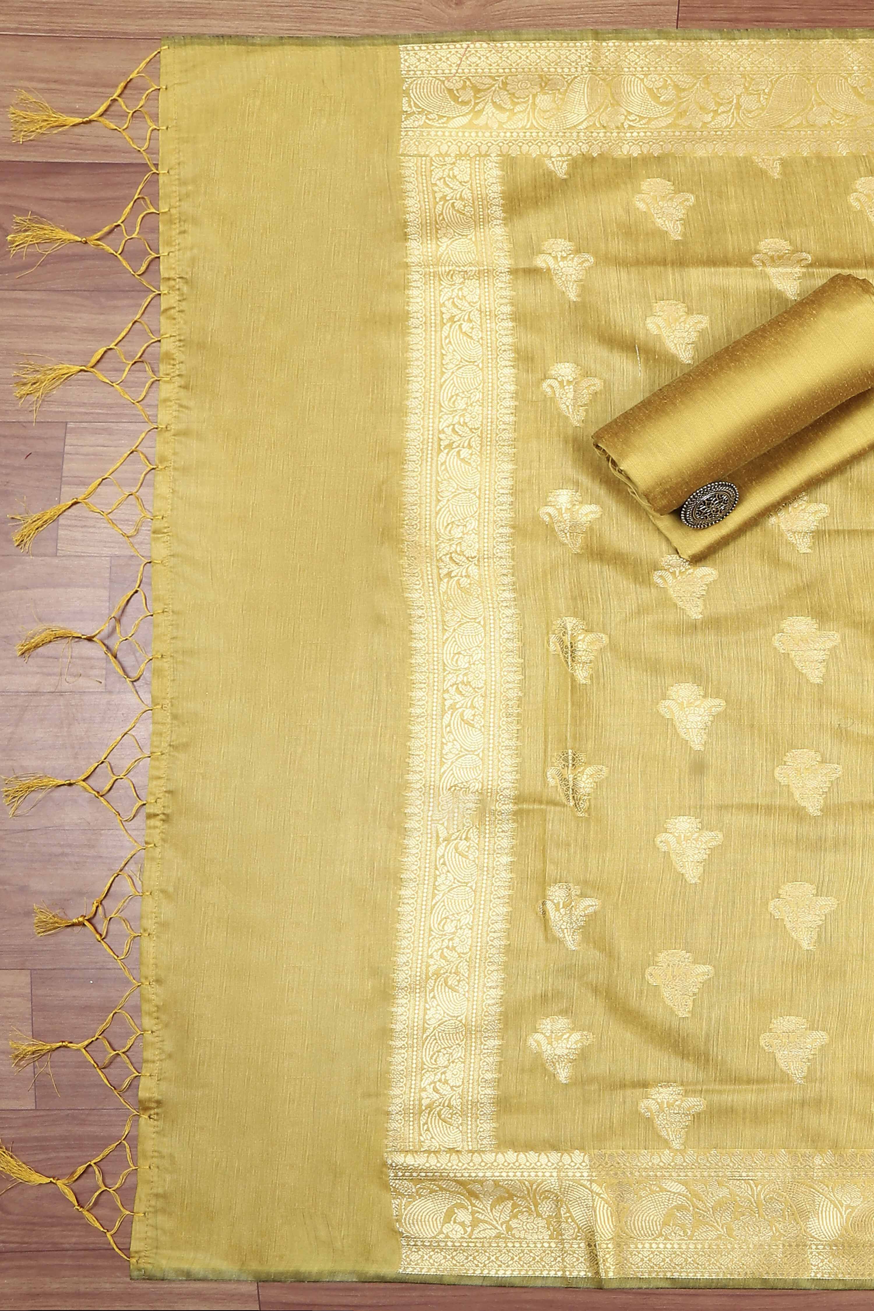 Rama Green Chanderi  Unstitched Suit Set image number 3
