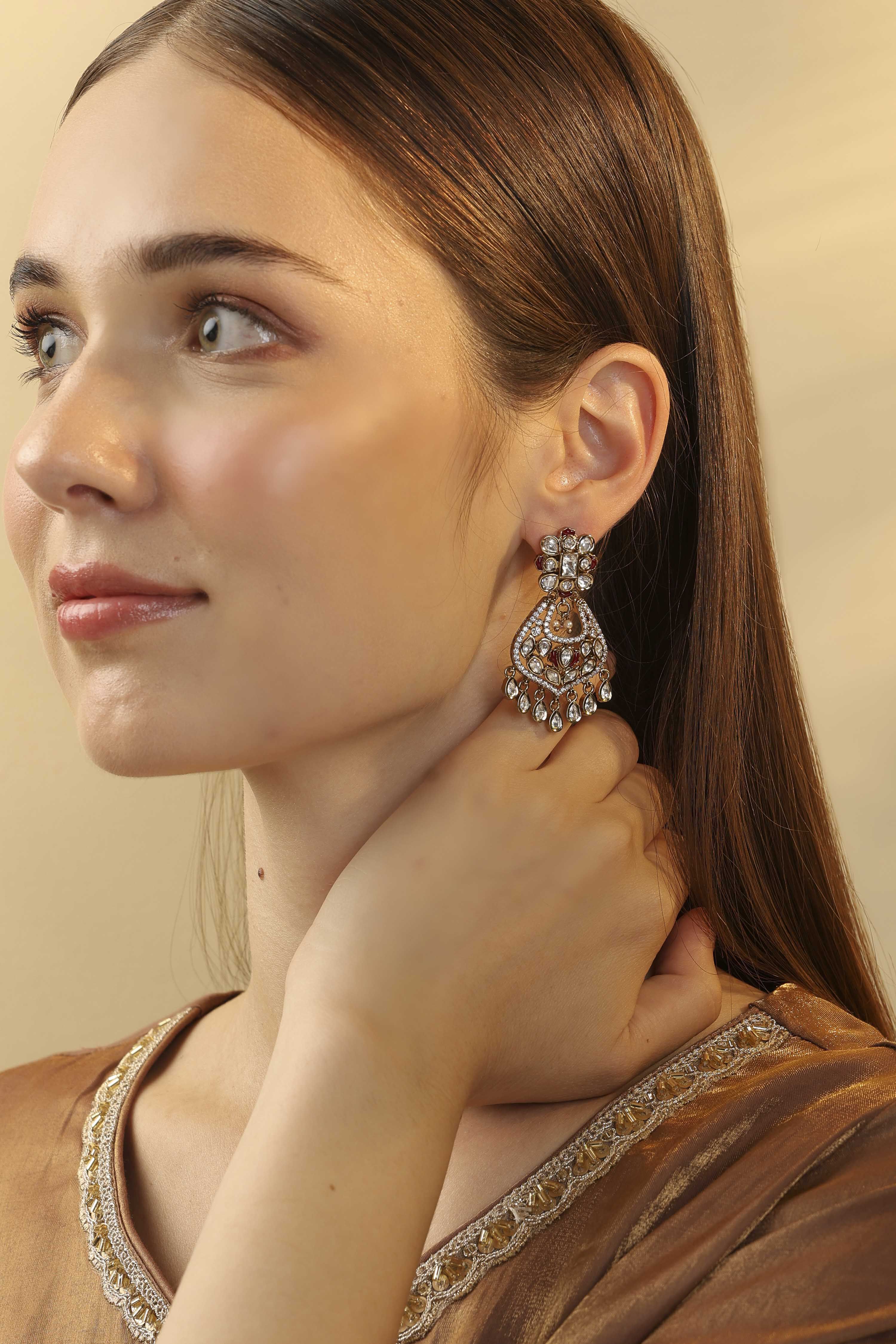 Red Brass Drop & Danglers image number 3