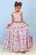 White Poly Chinon Printed Regular Suit Set image number 0