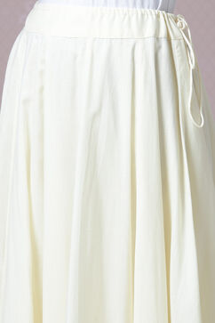 Off White Cotton Anarkali Kurta Skirt Suit Set image number 3
