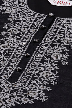 Black Cotton Straight Kurta Palazzo Suit Set image number 1