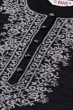 Black Cotton Straight Kurta Palazzo Suit Set image number 1