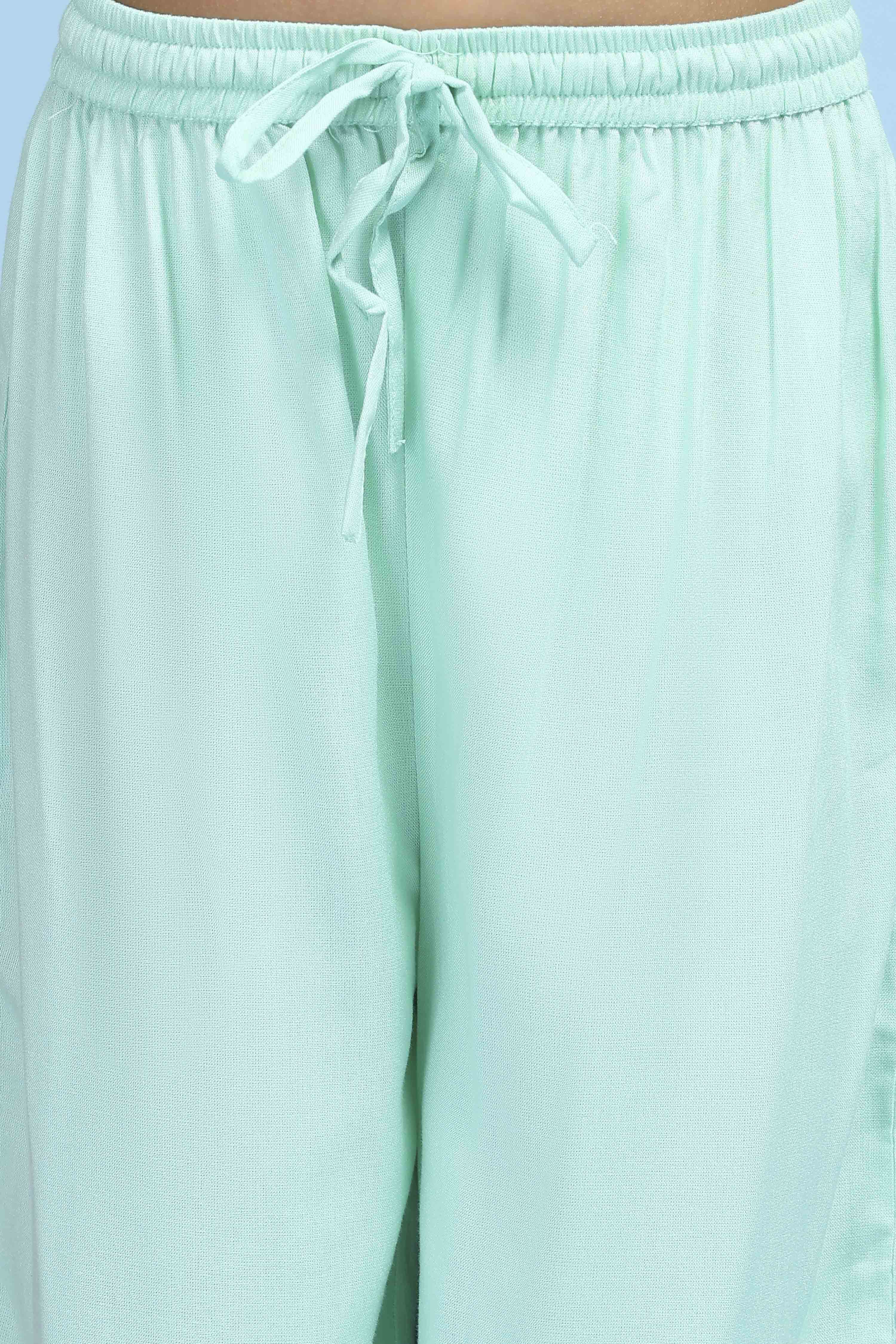 Green Cotton Printed Tiered Suit Set image number 2