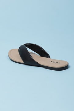 Black Pu V-Strap Sandals image number 4