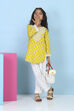 Yellow Cotton Ethnic Motif Printed Straight Suit Set