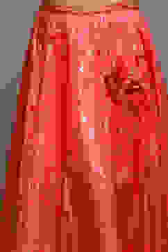 Coral Pink Cotton Blend Lehenga Set image number 2