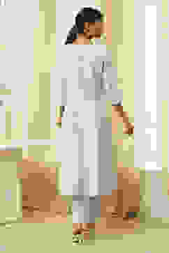 Aqua Pure Cotton Printed Kalidar Suit Set image number 4