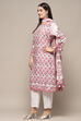White Green Muslin Unstitched Suit set image number 5