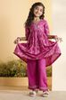 Pink Cotton Floral Printed Flared Kurta Set image number 8