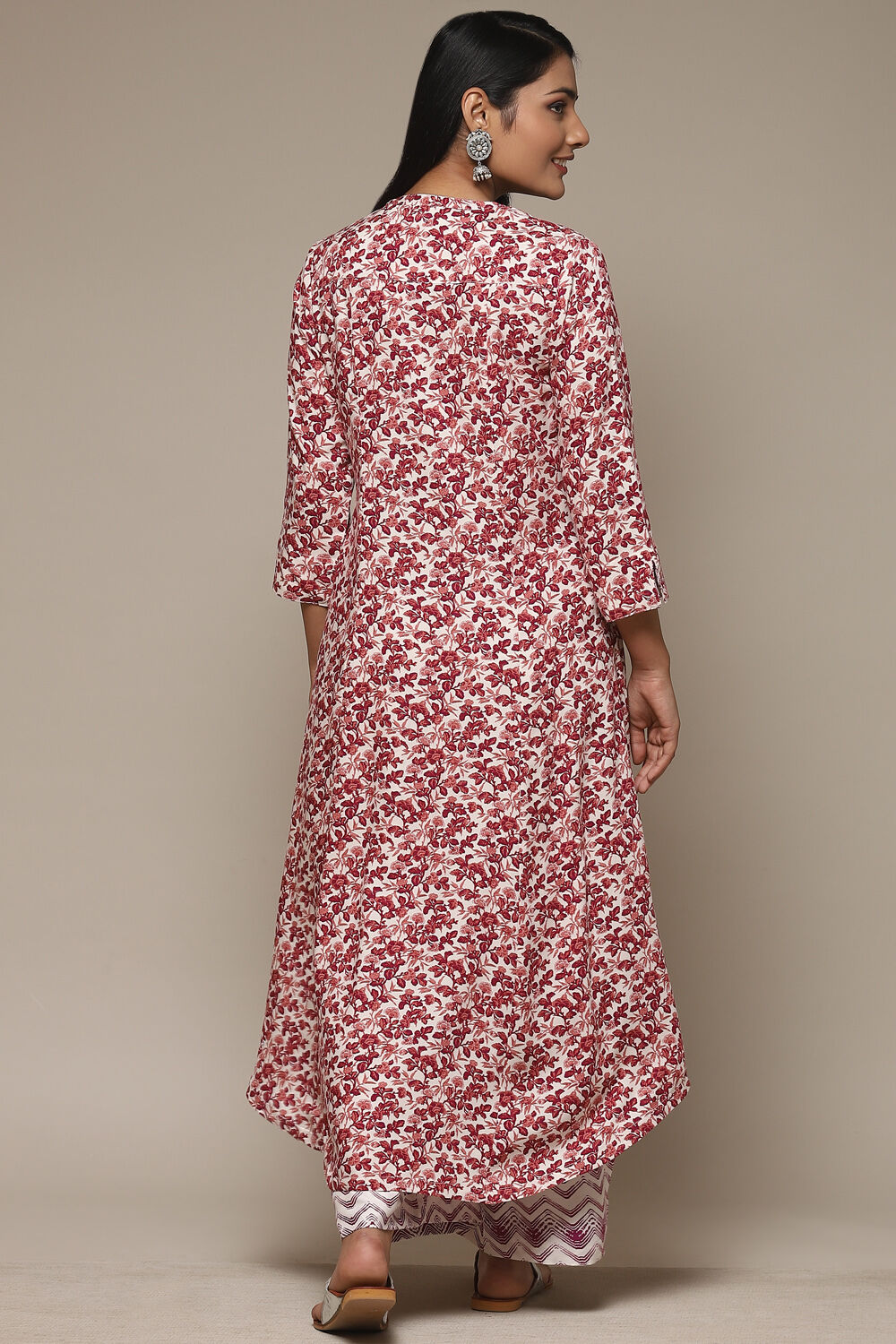 White & Blue Rayon Straight Kurta Palazzo Suit Set image number 4