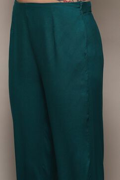 Peacock Green Modal Straight Kurta Slim Pant Suit Set image number 2