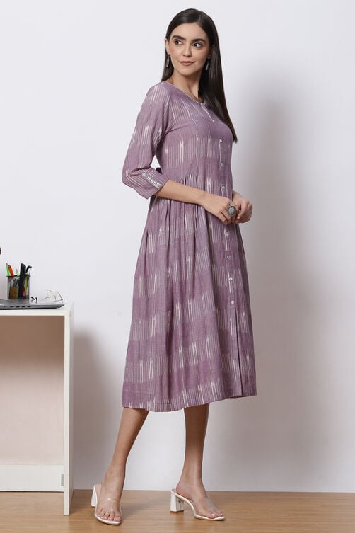 Lilac Dust Cotton A Line Dress image number 3