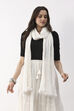 White Cotton Textured Solid Dupatta image number 4