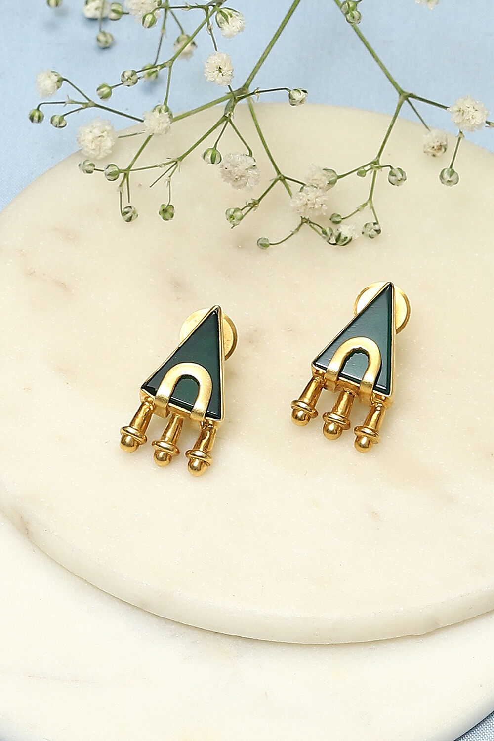 Green Brass Earrings image number 0