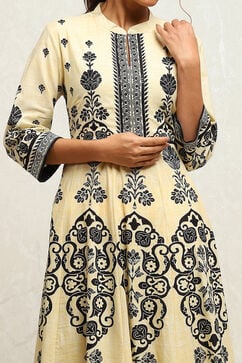 Ecru Cotton Printed Anarkali Kurta Set image number 1