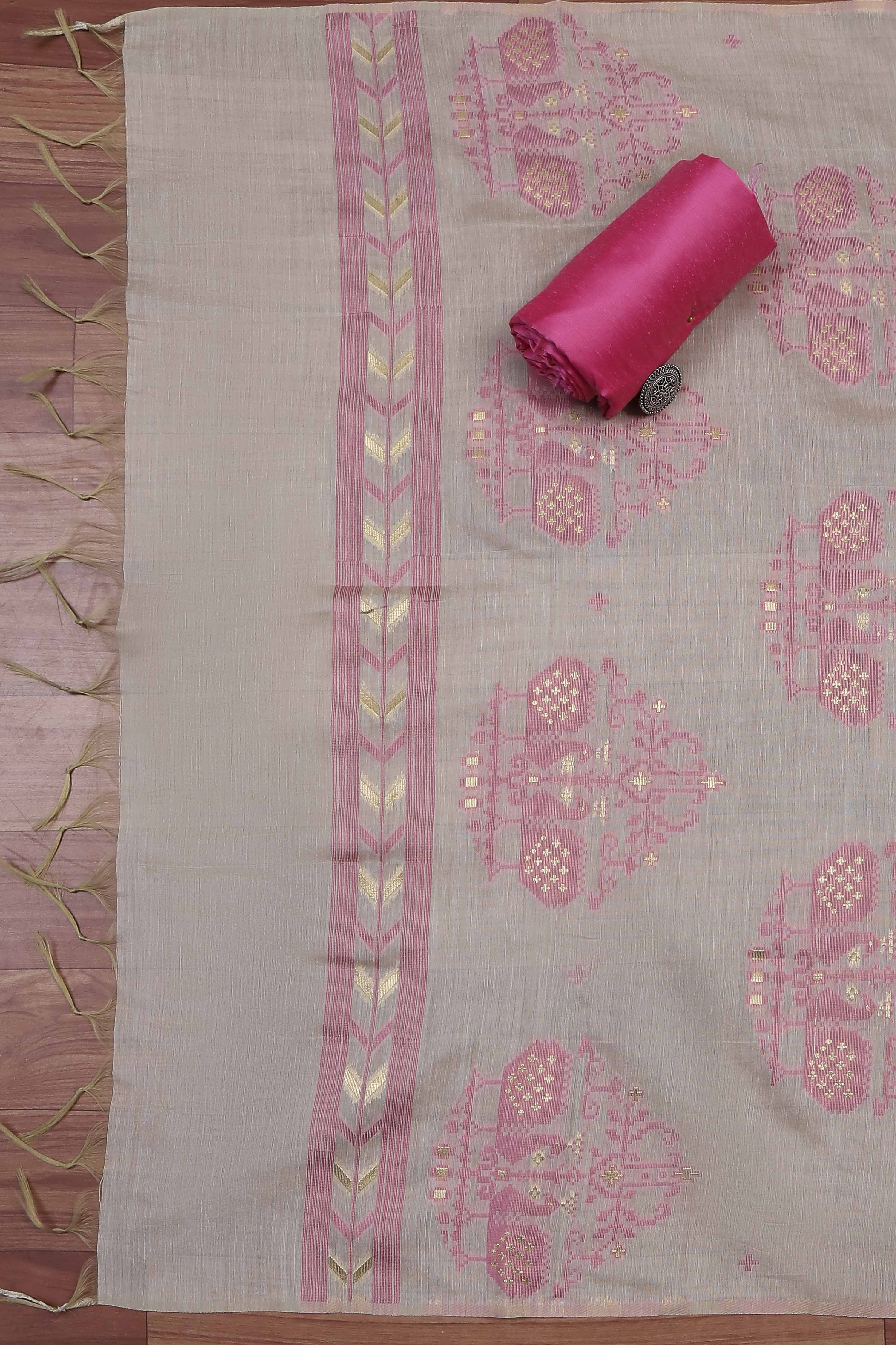 Rani Cotton Jamdani Unstitched Suit Set image number 3