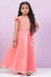 Peach Art Silk Girls Lehenga Set image number 0