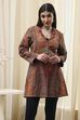 Burnt Orange Rayon Straight Printed Jacket image number 5