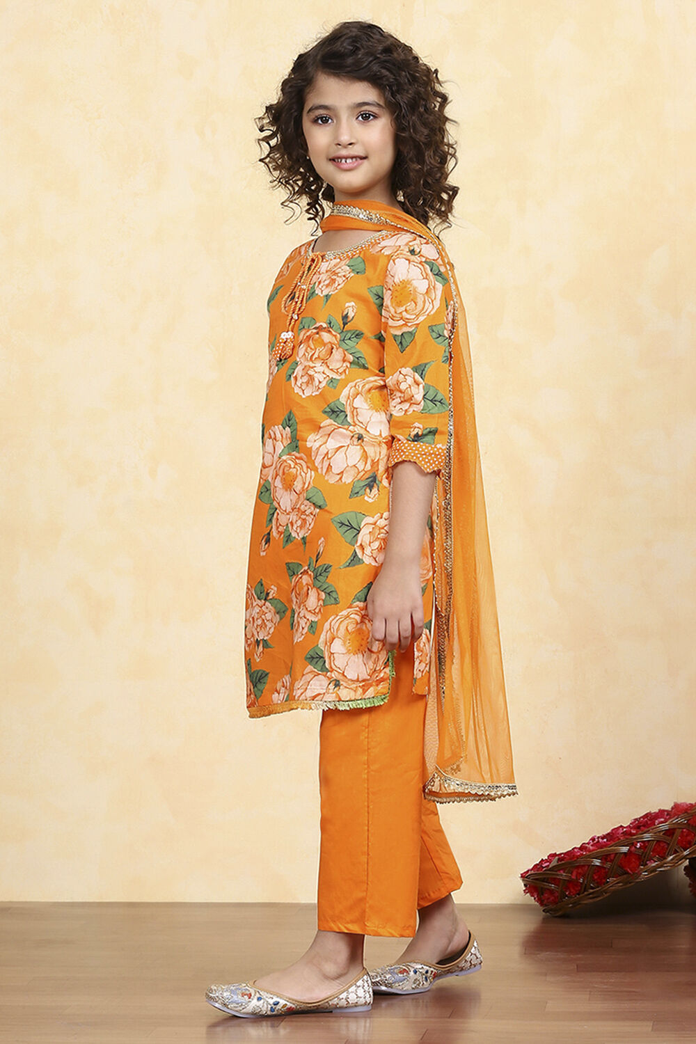 Blue Cotton Straight Printed Suit Set image number 3