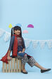 Blue Art Silk Girls Straight Straight Kurta Palazzo Suit Set image number 5