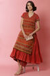 Rust Art Silk Double Layered Kurta image number 0