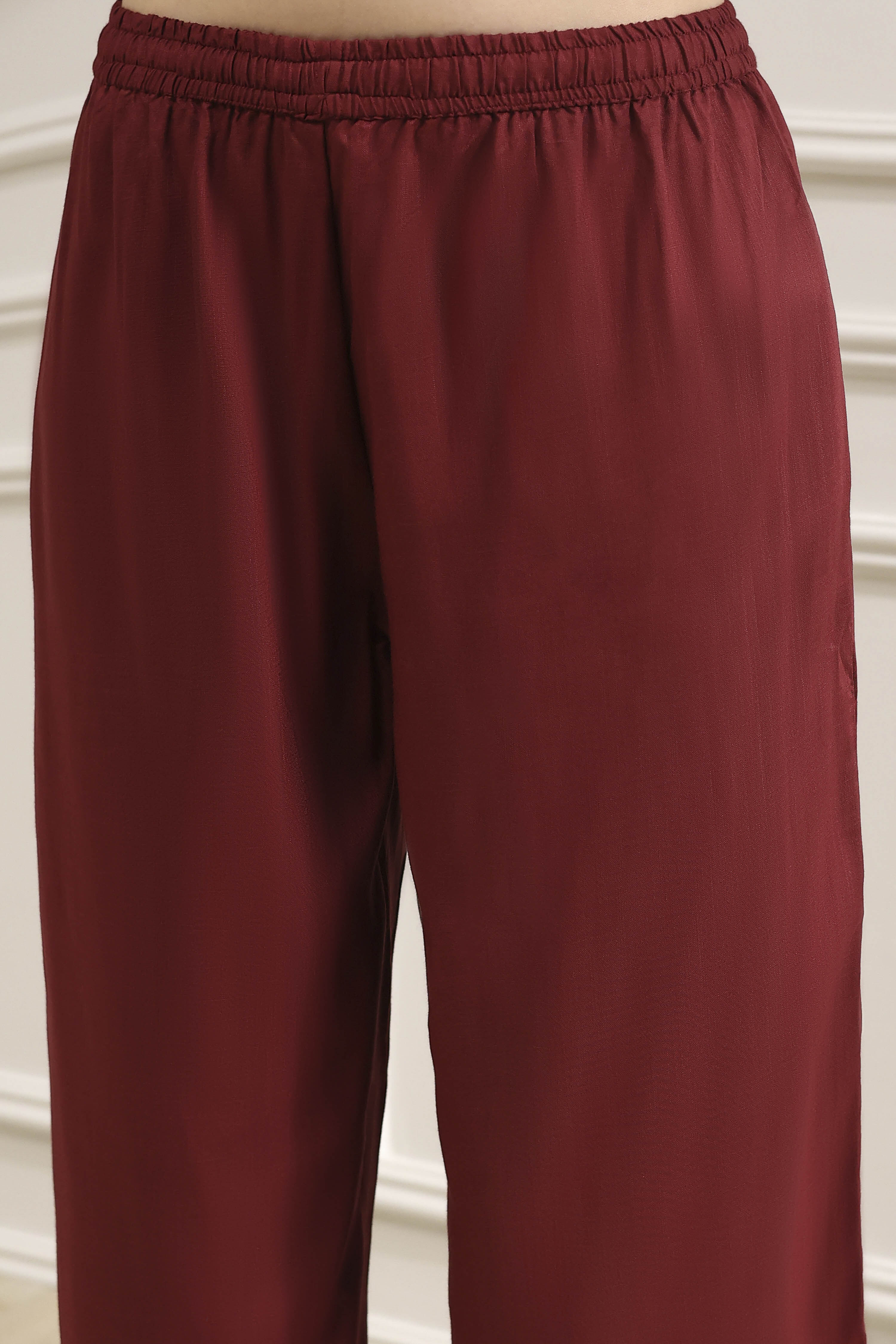 Blue Solid Gathered Suit Set image number 2