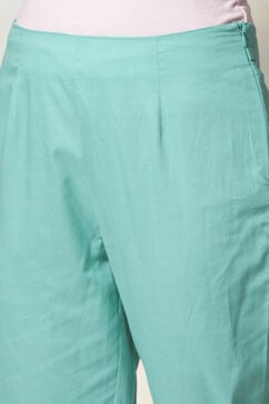 Sea Green Viscose Kalidar Kurta Slim Pant Suit Set image number 3