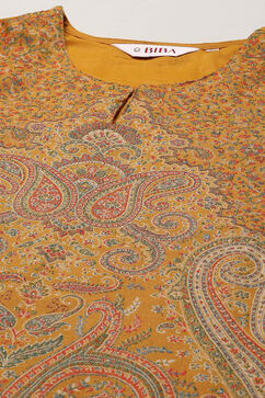 Yellow Cotton Blend Straight Yarndyed 2 Piece Set image number 1