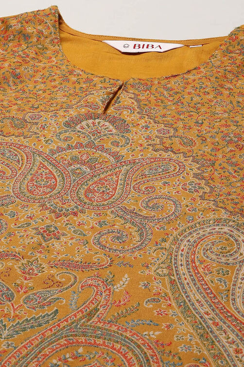 Yellow Cotton Blend Straight Yarndyed 2 Piece Set image number 1