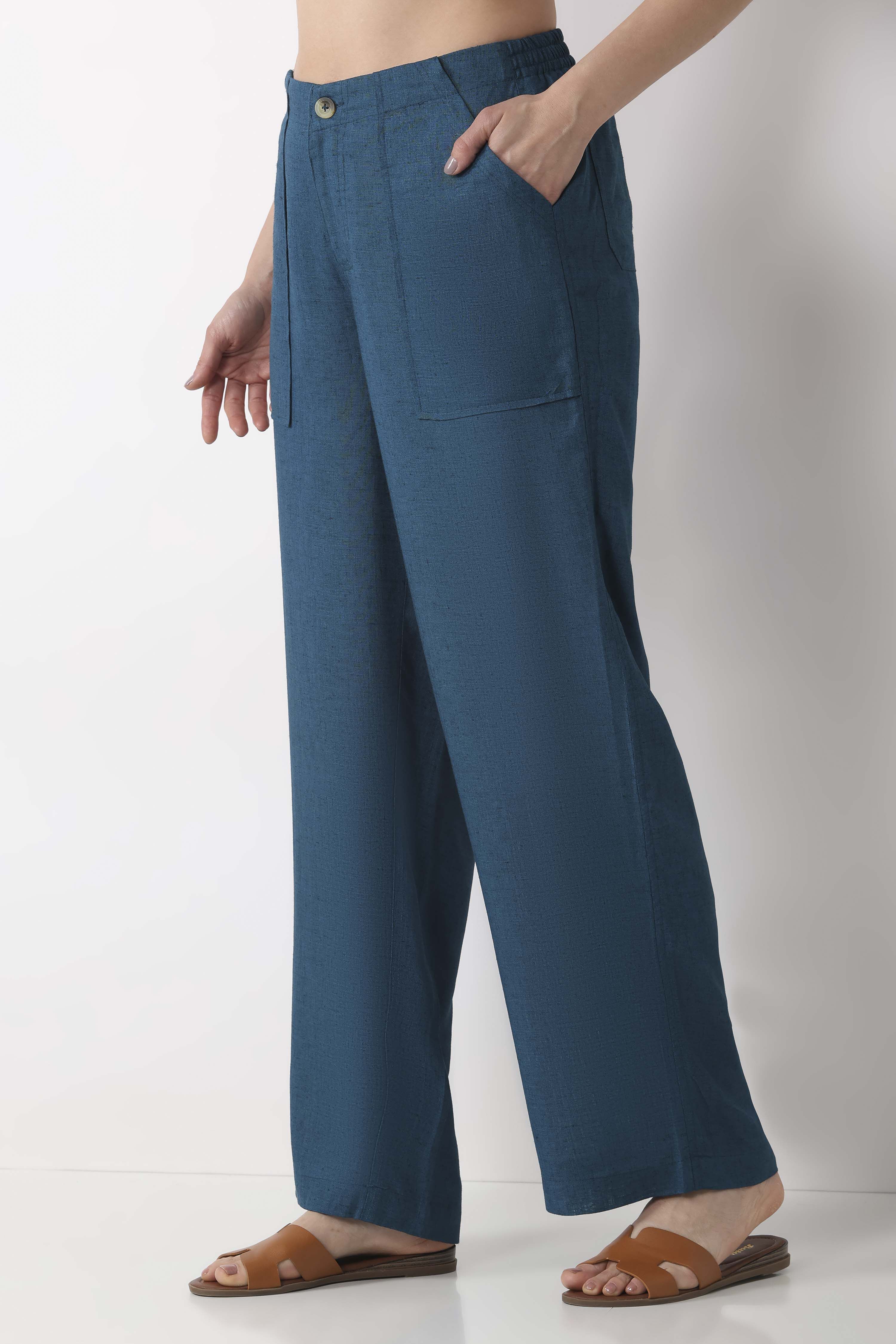 Natural Viscose Blend Loose Pants image number 2