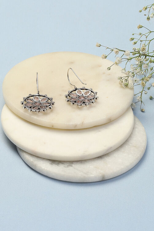 Oxidised Light Pink Brass Earrings image number 2