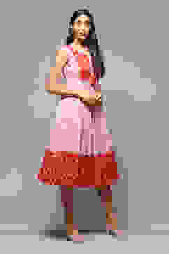 Red Cotton Tiered Dress image number 3