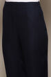 Navy Viscose Slim Solid Pants image number 1