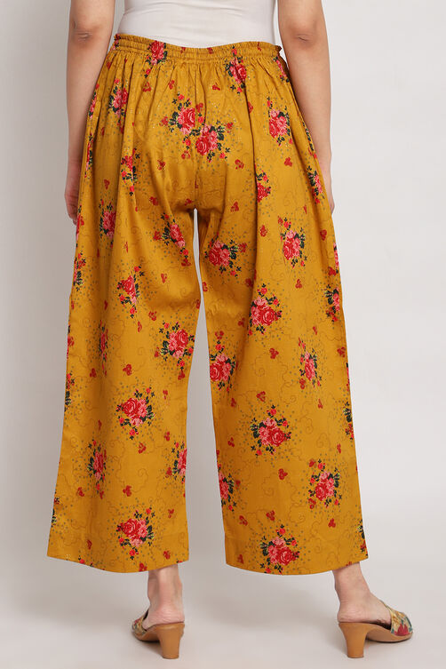 Mustard Cotton Palazzo Pants image number 4