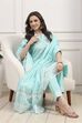 Sea Green Cotton Straight Kurta Pants Suit Set