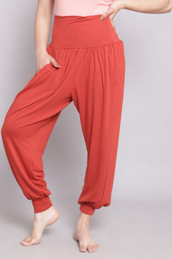 Terracotta Viscose Blend Harem Pants image number 4