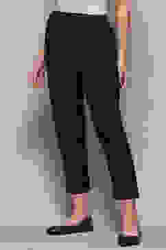 Black Cotton Blend Slim Solid Pants image number 2