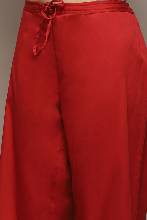 Red Polyester Anarkali Kurta Palazzo Suit Set image number 2