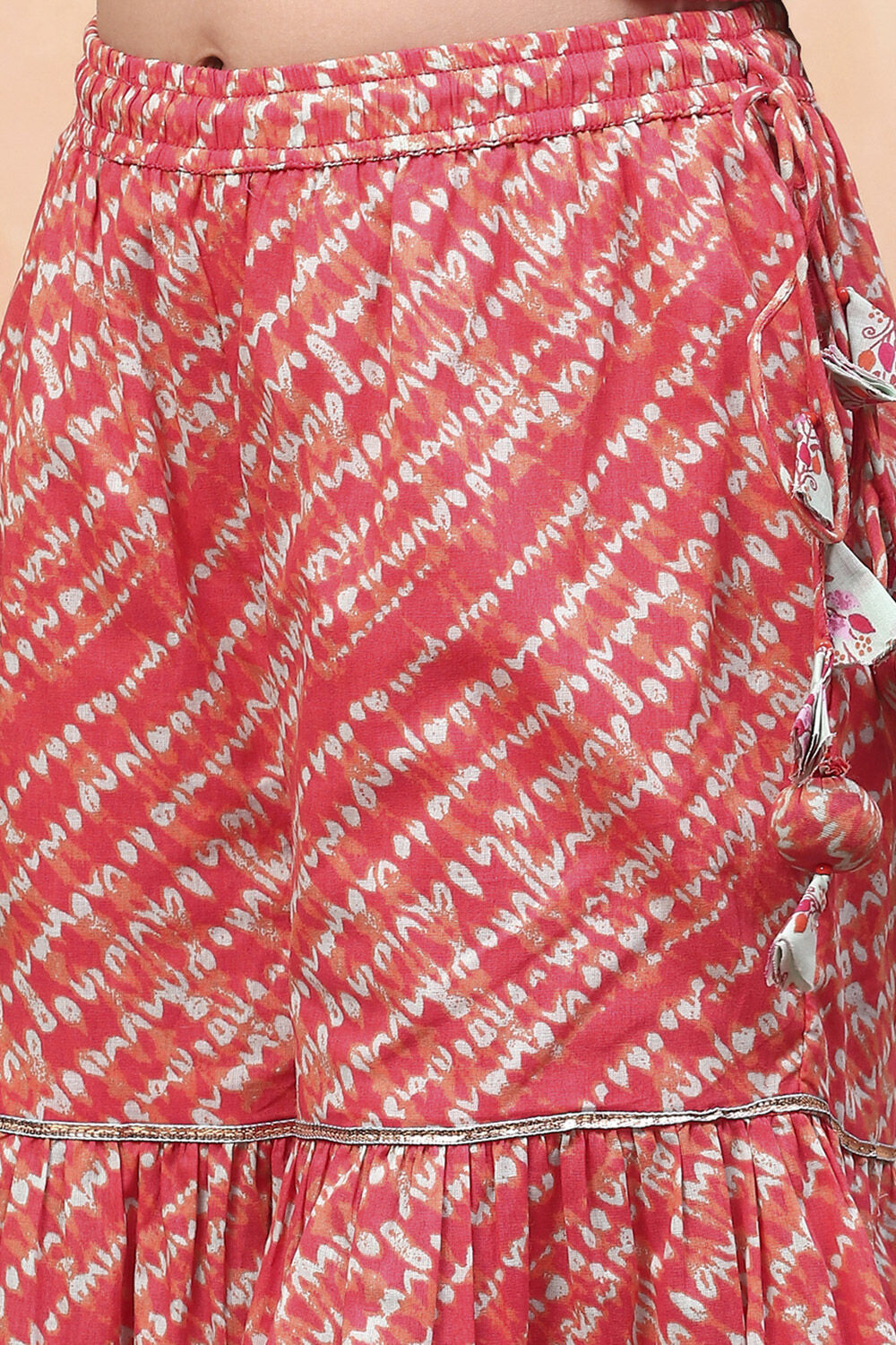 Aqua and Coral Cotton Printed Gathered Suit Set image number 2