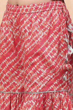 Aqua-Coral Cotton Sharara Suit Set image number 2