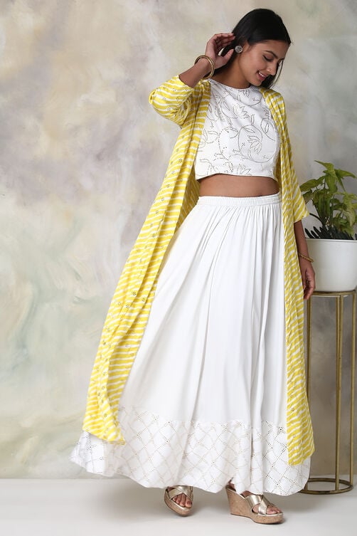 Yellow And Off White 3 Piece Fusion Wear Set image number 9