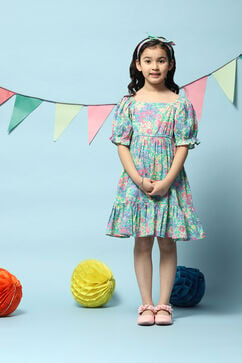 Multi-coloured Cotton Tiered Dress image number 5