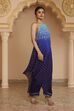 Blue Ombre Pure Chinnon Printed One Shoulder Kurta Set image number 5