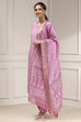 Beige Cotton Modal Digital Print Unstitched Suit Set image number 4
