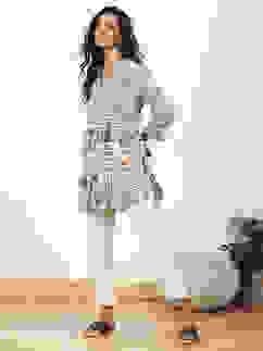 Cream Poly Viscose Slim Yarndyed Pants image number 0