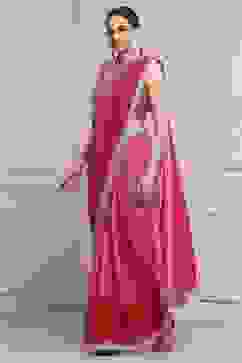 Pink Cotton Blend Printed Saree image number 3