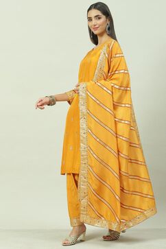 Mustard Viscose Straight Kurta Salwar Suit Set image number 5