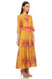 Yellow Flared Art Silk Printed Dress image number 2