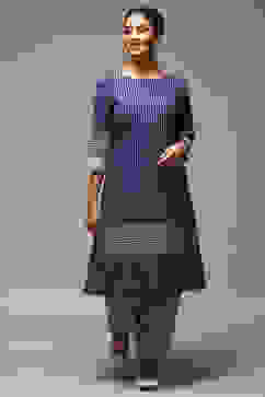 Indigo Cotton Flared Yarndyed 2 Piece Set image number 6